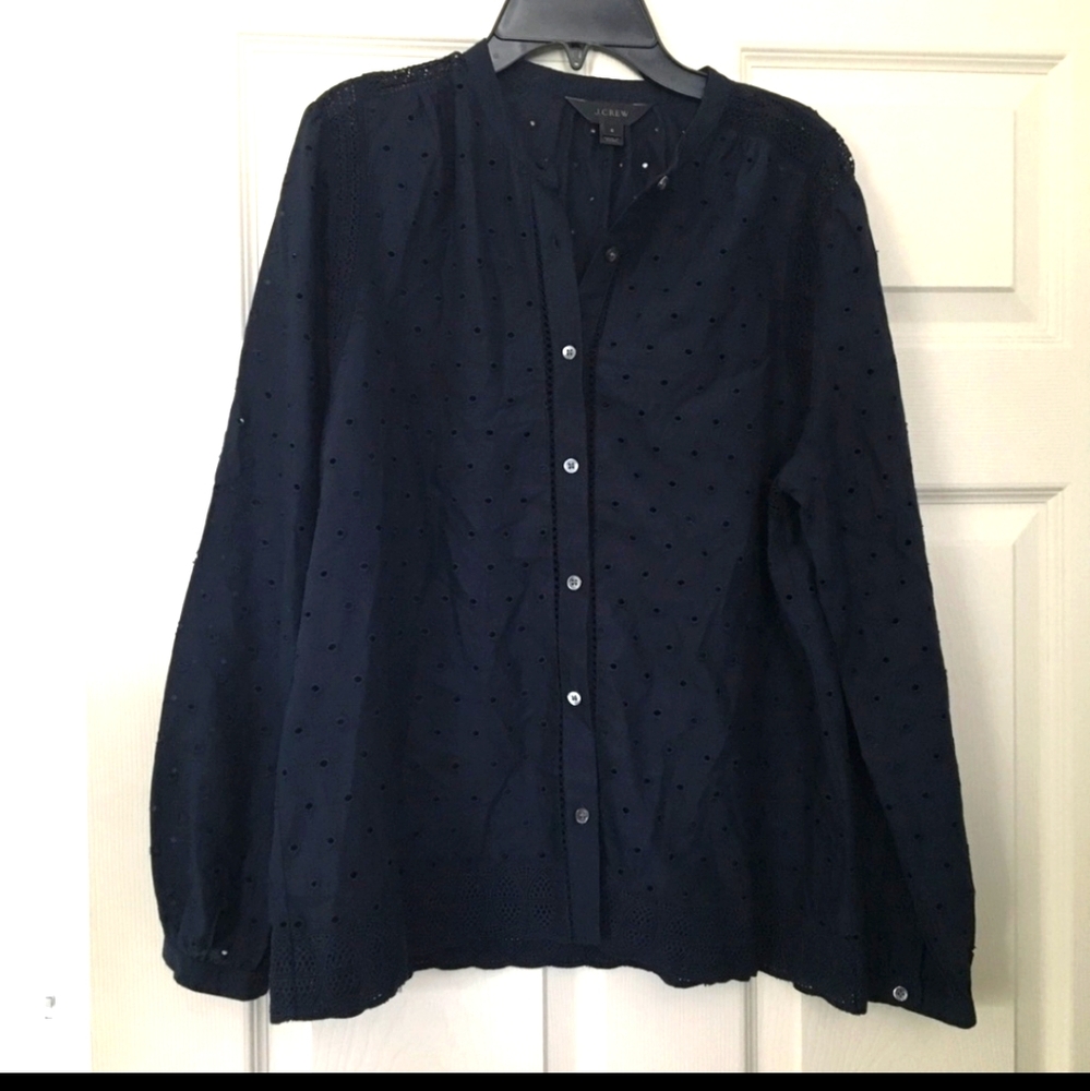 J crew eyelet blouse
